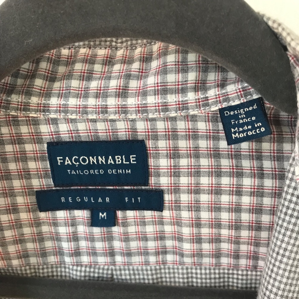 Light Grey Checkered Faonnable Button Down - image 7